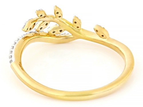 Engild™ 0.13ctw Round White Diamond 14k Yellow Gold Over Sterling Silver Leaf Band Ring - Size 6