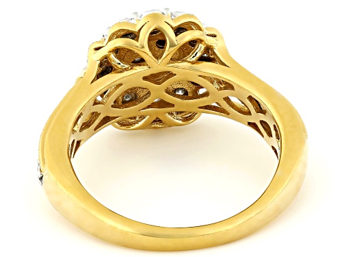 Engild™ 0.17ctw Round White Diamond 14k Yellow Gold Over Sterling Silver Cluster Ring - Size 5