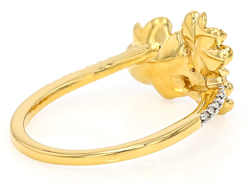 Engild™ 0.17ctw Round White Diamond 14k Yellow Gold Over Sterling Silver Flower Ring - Size 6