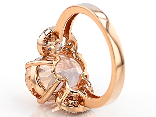 5.19ctw oval Cor de Rosa™ morganite with .20ctw round white zircon 10K rose gold ring - Size 7