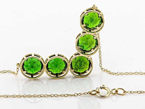 4.25tcw Round green russian Chrome Diopside 10k Yellow Gold Necklace - Size 18