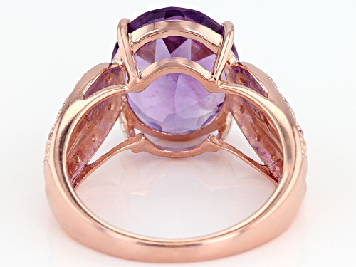 5.75ct Oval Brazilian Amethyst With .10ctw Round  White Topaz 18k Rose Gold Over Silver Ring - Size 7