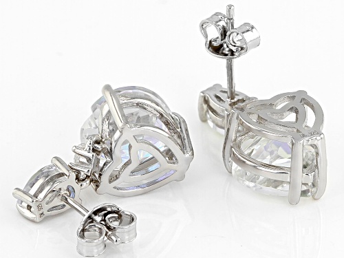 8.03ctw Heart & Pear Shape Mercury Mist® Topaz with White Topaz Rhodium Over Silver Earrings