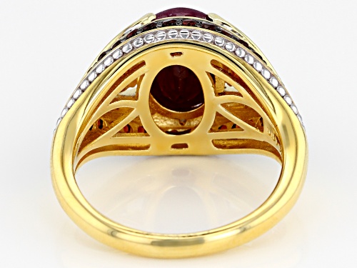 3.15ct Indian Ruby With .91ctw Vermelho Garnet™ & .02ctw Diamond Accent 18k Gold Over Silver Ring - Size 8