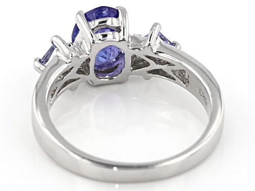1.84ctw oval and square tanzanite rhodium over sterling silver ring. - Size 9