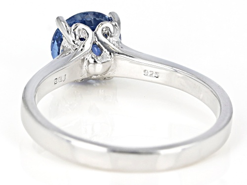 1.36ct round kyanite rhodium over sterling silver solitaire ring - Size 6
