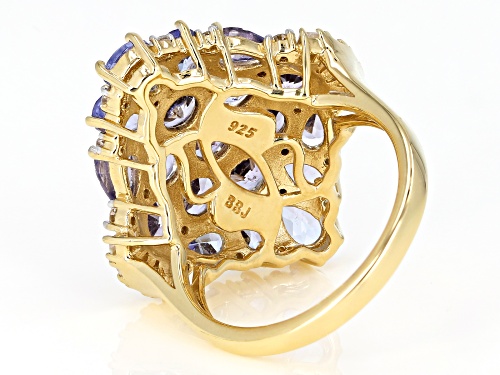 4.34ctw Tanzanite With .46ctw White Zircon 18k Yellow Gold Over Sterling Silver Ring - Size 7