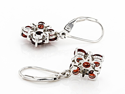 2.89ctw Round Vermelho Garnet™ With .27ctw Black Spinel Rhodium Over Sterling Silver Dangle Earrings