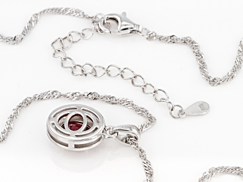 0.98ct Mahaleo Ruby(R) With 0.37ctw White Zircon Rhodium Over Sterling Silver Halo Pendant W/Chain