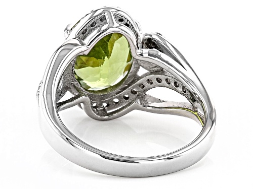 3.25ct Manchurian Peridot™ with .31ctw White Zircon Rhodium Over Sterling Silver Ring - Size 8