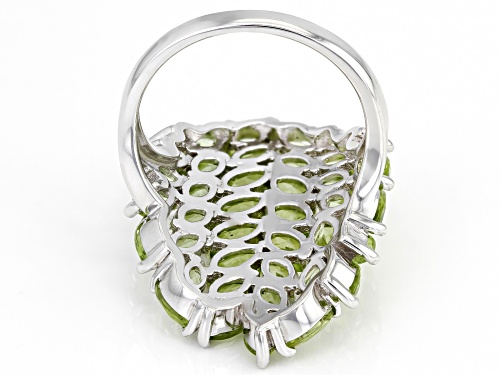 5.85ctw Marquise Manchurian Peridot™ Rhodium Over Sterling Silver Ring - Size 7