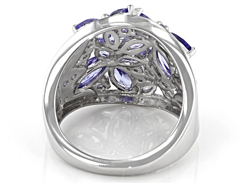 2.48ctw Marquise And Round Tanzanite Rhodium Over Silver Butterfly Ring - Size 8