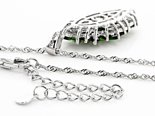2.44ctw Oval And Marquise Chrome Diopside Rhodium Over Silver Pendant With Chain