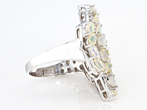 1.71CTW MIXED SHAPES ETHIOPIAN OPAL WITH .19CTW WHITE ZIRCON RHODIUM OVER STERLING SILVER RING - Size 7