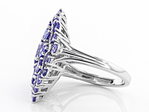 3.00ctw Mixed Shape Tanzanite Rhodium Over Sterling Silver Cluster Ring - Size 8