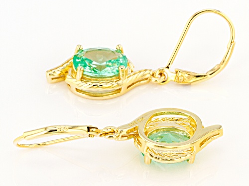 3.40ct Oval Lab Created Green Spinel 18k Yellow Gold Over Sterling Silver Earrings