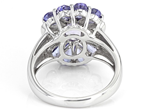 2.00ctw mixed shape Tanzanite with .29ctw White Zircon Rhodium Over Sterling Silver Ring - Size 7