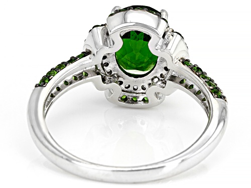 1.87ctw oval and round Russian chrome diopside with .22ctw white zircon rhodium over silver ring. - Size 7