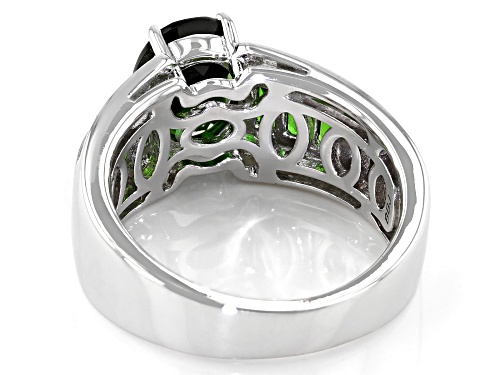 2.29ctw mixed shape Russian chrome diopside with .11ctw white zircon rhodium over silver ring - Size 7