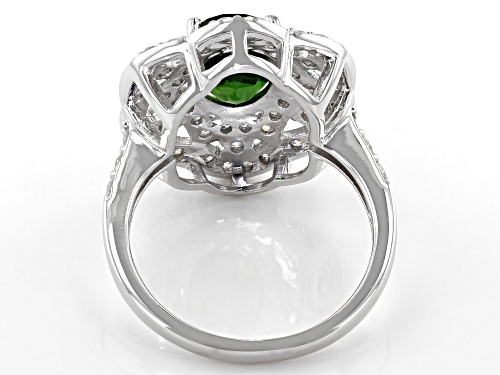 1.66CTW CHROME DIOPSIDE WITH .94CTW WHITE DIAMOND RHODIUM OVER STERLING SILVER RING - Size 8