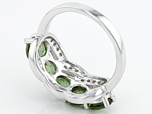 2.25ctw Round Green Apatite With .22ctw Round White Zircon Sterling Silver 5-Stone Band Ring - Size 7