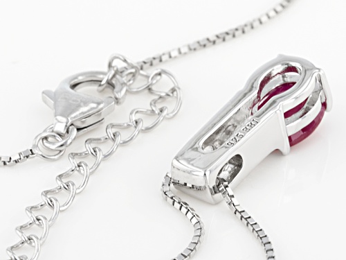 1.17ct Oval Mahaleo® Ruby With .24ctw Baguette And Square White Zircon Silver Pendant With Chain