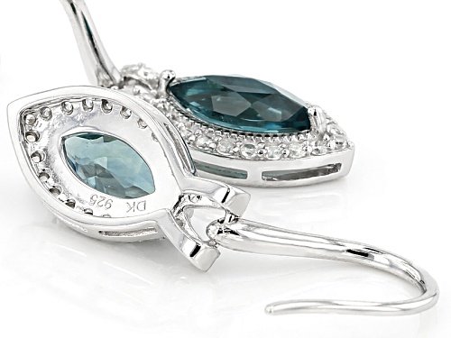 2.04ctw Marquise Teal Fluorite With .61ctw Round White Zircon Sterling Silver Dangle Earrings