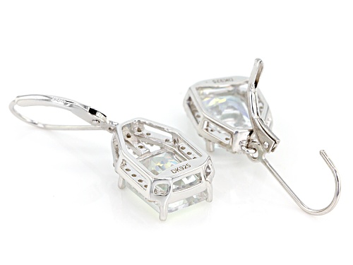 7.21ctw Mercury Mist® Topaz And .38ctw White Topaz Rhodium Over Sterling Silver Dangle Earrings