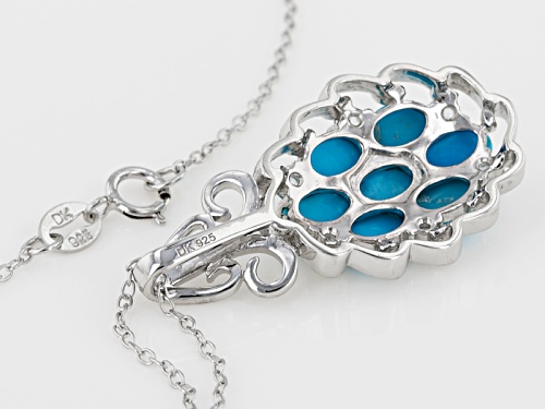 6x4mm Oval Sleeping Beauty Turquoise With .20ctw White Topaz Sterling Silver Pendant With Chain