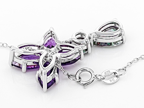 1.85ctw Pear Shape & Round Green Mystic Topaz® W/2.72ctw African Amethyst Silver Slide With Chain