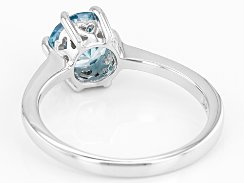 1.50ct Round Blue Zircon Sterling Silver Solitaire Ring - Size 12