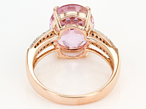 4.75ct Oval Pink Kunzite And .16ctw Round White Zircon 10k Rose Gold Ring. - Size 8