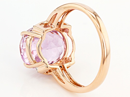 5.35ct Oval Pink Kunzite And .08ctw Round White Zircon 10k Rose Gold Ring. - Size 8
