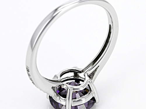 3.69ct Purple Strontium Titanate with .16ctw White Zircon 10K White Gold Ring. - Size 10