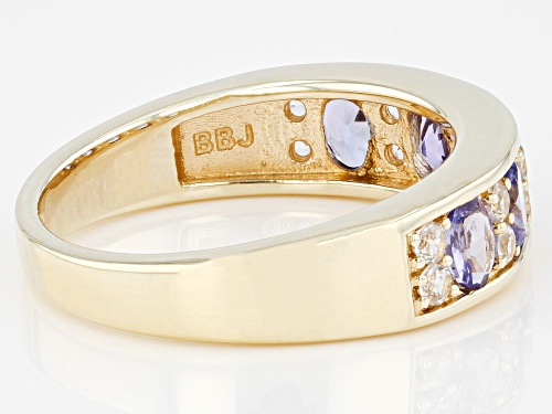 0.72ctw Tanzanite And 0.39ctw White Zircon 18k Yellow Gold Over Sterling Silver Band Ring - Size 11