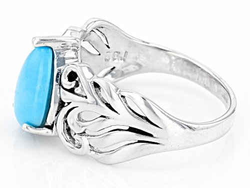 10x7mm Pear Shape Sleeping Beauty Turquoise Sterling Silver Solitaire Ring - Size 8