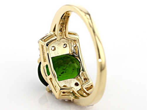 2.29ct Oval Chrome Diopside With .36Ctw Round White Zircon 10k Yellow Gold Ring - Size 7