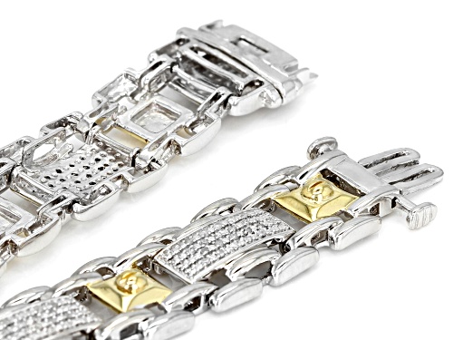 .50ctw Round White Diamond Rhodium over Sterling Silver with 14k Yellow Gold Accents Mens Bracelet - Size 8.5