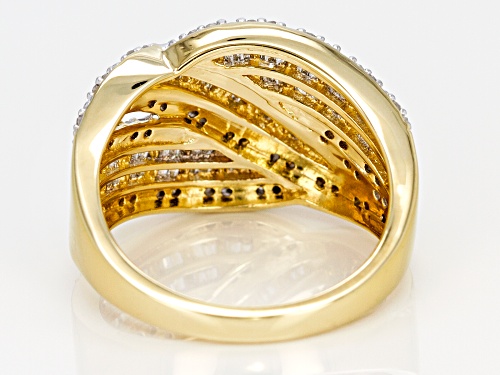 Engild™ 0.53ctw Round & Baguette White Diamond 14K Yellow Gold Over Sterling Silver Ring - Size 6