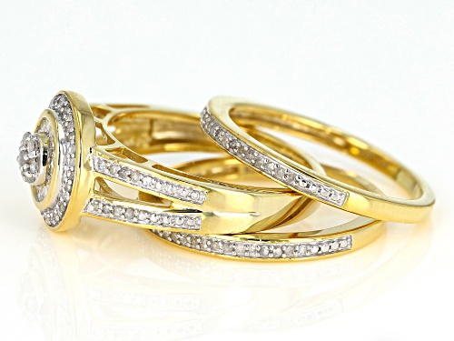 Engild™ Round And Baguette .50ctw White Diamond 14K Yellow Gold Over Sterling Silver Ring With Bands - Size 7