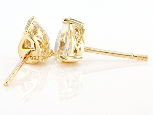 1.70ctw Pear Shape Strontium Titanate 10K Yellow Gold Stud Earrings