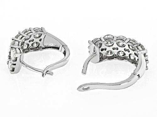 7.00ctw Round Strontium Titanate Rhodium Over 10K White Gold Hoop Earrings