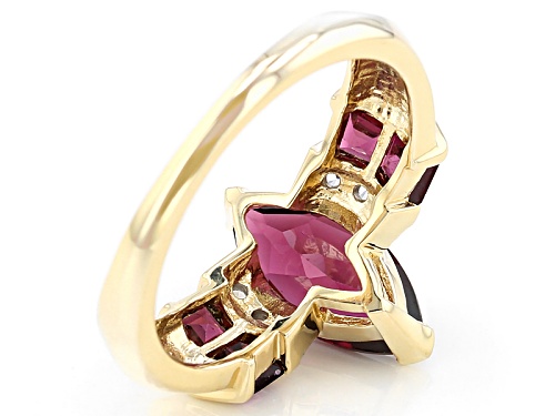 1.70ct Marquise Grape Color And .74ctw Rhodolite Garnet With .08ctw Zircon 10k Yellow Gold Ring - Size 7