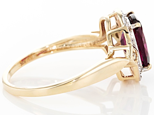 2.19ct Grape Color Garnet With .14ctw White & .03ctw Champagne Diamond Accents 10k Yellow Gold Ring - Size 8