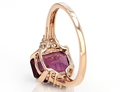 3.69ct Rectangular Octagonal Grape Color Garnet With .17ctw Round White Zircon 10k Rose Gold Ring. - Size 7