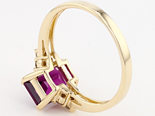 1.57ct Emerald Cut Grape Color Garnet With .08ctw Champagne Diamond Accents 10k Yellow Gold Ring - Size 10