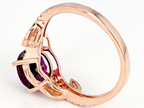 2.12ct Round Grape Color Garnet With .19ctw Round White Zircon 10k Rose Gold Ring. - Size 9