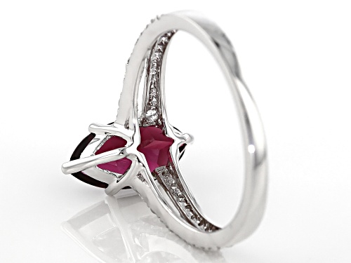 1.71ct Marquise Grape Color Garnet With 0.47ctw Round White Zircon Rhodium Over 10k White Gold Ring. - Size 8