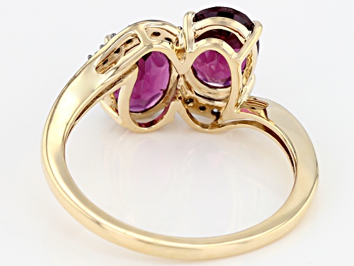 2.79ct Oval Grape Color Garnet With 0.06ctw Round Champagne Diamond Accent 10k Yellow Gold Ring - Size 11