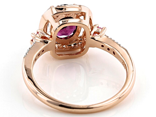 1.19ct Oval Grape Color Garnet, .19ctw White Zircon And .07ctw Pink Sapphire 10k Rose Gold Ring - Size 7